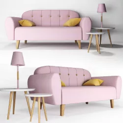 Set of pink furniture in the nursery 3D model