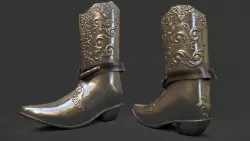 Silver Cowboy boots Low-poly  3D model