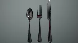 Silver flatware - Game ready low-poly 3D model and textures Low-poly  3D model