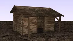 Wooden storehouse Low-poly  3D model