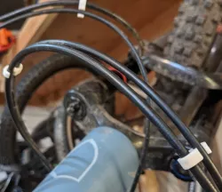 Cable clip for mountain bike brake and shifter cables