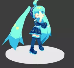 LOW POLY CHIBI HATSUNE MIKU - VOCALOID - 3D PRINTABLE FIGURE 3D PRINT MODEL
