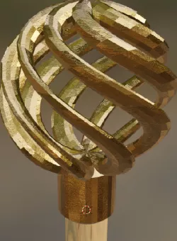 Twisted cage staff topper