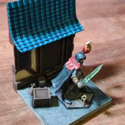 Mini Diorama for D&D sized miniature - Housefront/City Scene