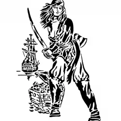 Pirate Girl stencil 4
