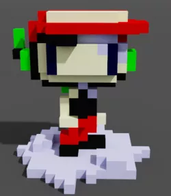 Quote voxel sprite from Cave Story