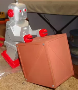Robot Sam the crate rolling man.