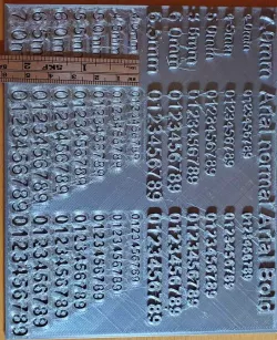 Test print for embossed and debossed Arial font