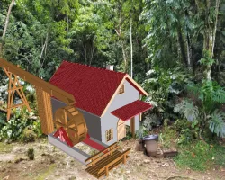 Wassermühle funktionsfähig mit Wasser N-scale wie Faller HO