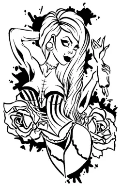 Zombie Girl stencil 2