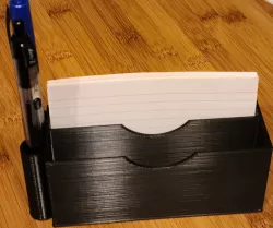 Index card box with pen holders