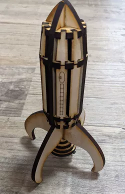 Laser-cut 1950s rocket