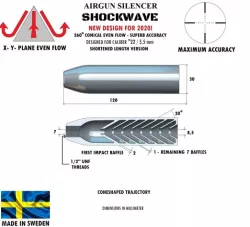 SILENCER SHOCKWAVE 120 mm .22" / 5,5 mm
