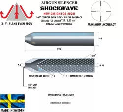 SILENCER SHOCKWAVE 195 mm .25" / 6,35 mm