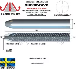 SILENCER SHOCKWAVE 295 mm .25" / 6,35 mm