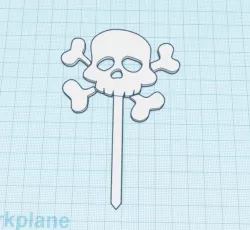 Solid Comic Skull Stake - Cake Topper