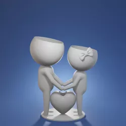 Succulent plant pot Human Cartoon character 3D print model
