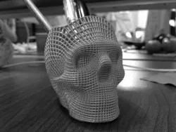 Wireframe Skull Pencil Holder