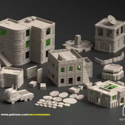 $18.95Aeran III, Nimoan Protectorate. 3D Printing Designs Bundle. Futuristic / Scifi / Cyberpunk Buildings. Terrain and Scenery for Wargames