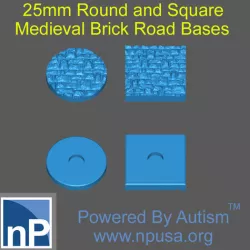 25mm Round and Square Medieval Brick Base