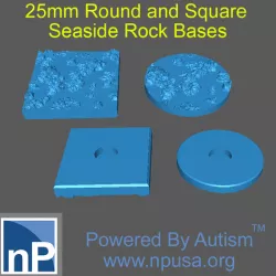 25mm Round and Square Seaside Rock Bases