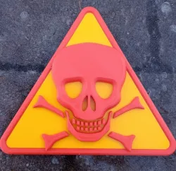 3D warning skull sign