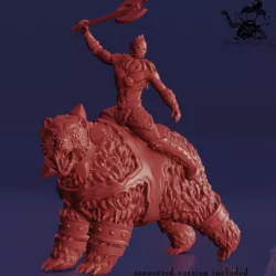 $5.00Bear Rider – Large Bear with Barbarian Rider (2 inch/50 mm base, 2 inch/50 mm height miniature)