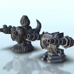 $1.75Double-laser turret (+ destroyed version) - Science fiction SF sCIFI