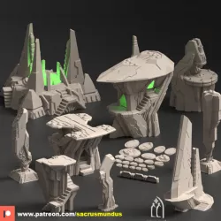 $17.95Delta-Sol. Alien Border World. 3D Printing Designs Bundle. Futuristic / Alien / Xenos/ Scifi Buildings. Terrain and Scenery for Wargames