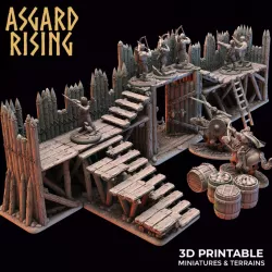$19.00FORTIFIED VILLAGE - Large Palisade modular terrains Set Presupported