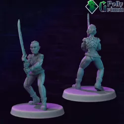$3.00Cyberpunk sci-fi tabletop miniature. Human street samurai