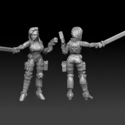 $3.00Cyberpunk thug girl with gun and sword