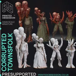 $3.50Corrputed Towns Folk - 4 horror models - The Mists of Change - PRESUPPORTED - 32 MM scale