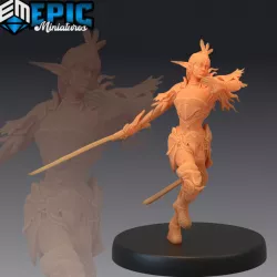 $3.90Elven Moon Runner Attacking - Female Elf Sword Warrior - Elvish Tribe