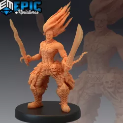 $3.90Fire Genasi Dual Sword / Male Flame Warrior / Burning Land / Elemental Creature