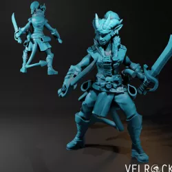 $4.00Female Tiefling Pirate with Dual Cutlasses (PRESUPPORTED)
