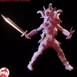 $4.00Fire Barbarian Genasi Sword-Devil Medium Miniature version 2 (1 inch/25 mm base, 1.25 inch/32 mm height)