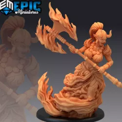 $4.90Efreeti Female Attacking / Fire Elemental Djinn / Ifrit Girl / Inferno Genie