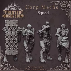 $5.50Corprate Mech Squad - 4 Cyberpunk Models - 32mm scale