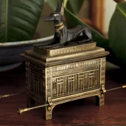 $7.00Egyptian Anubis themed trinket box with dog statue