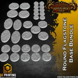 $8.00Bulk flagstone textured round bases bundle - 33 round bases in sizes 25mm, 32mm, 40mm, 50mm, 60mm