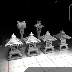 Chibi japanese Style Lamp / Shrine for Ninja All Stars or any Board Game / Tabletop