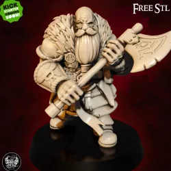 ''Dwarf Warrior" KICKSTARTER FREE Pre-supported Model