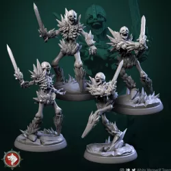 $13.00Ice Skeletons set 4 miniatures 32mm pre-supported