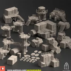$17.95Kyhlden. Hive City Docks. 3D Printing Designs Bundle. Futuristic / Containers / Platforms / Scifi Buildings. Terrain and Scenery for Wargames