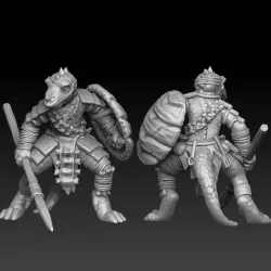 $3.00Lizard tribal warrior with spear and turtle sheld