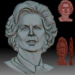 $3.00Margaret Thatcher 3D portrait bas-relief model for CNC router or 3D printer
