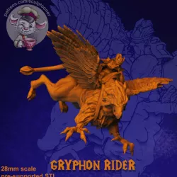 $5.00Gryphon Rider - 28 mm miniature 3D print model