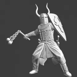 $5.00Medieval Teutonic Knight fighting w. flail