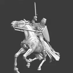 $7.50Medieval knight fighting from horseback with sword